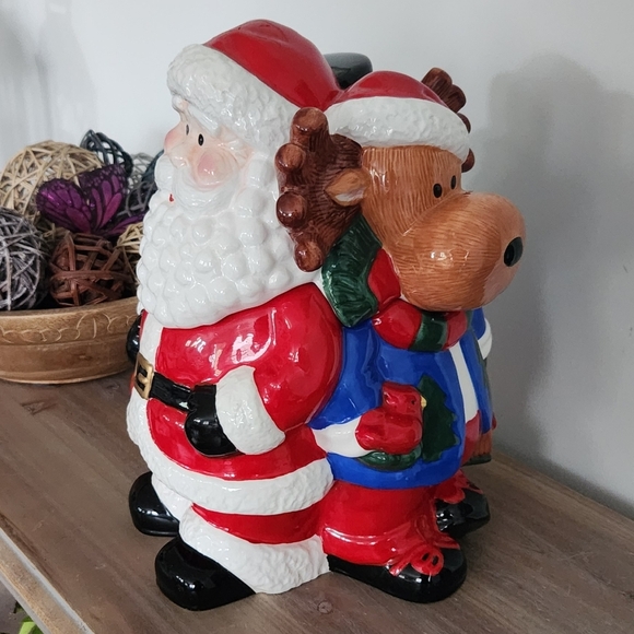 🎄🍪 Vintage 3D Christmas Cookie Jar – Mr. Moose, Santa & Frosty Amazing Design - Picture 3 of 16